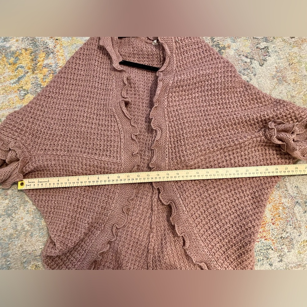 💥BOGO💥 Anthropologie Moth Rocia Mauve Knit Cardigan Sweater Size Large - Picture 7 of 11